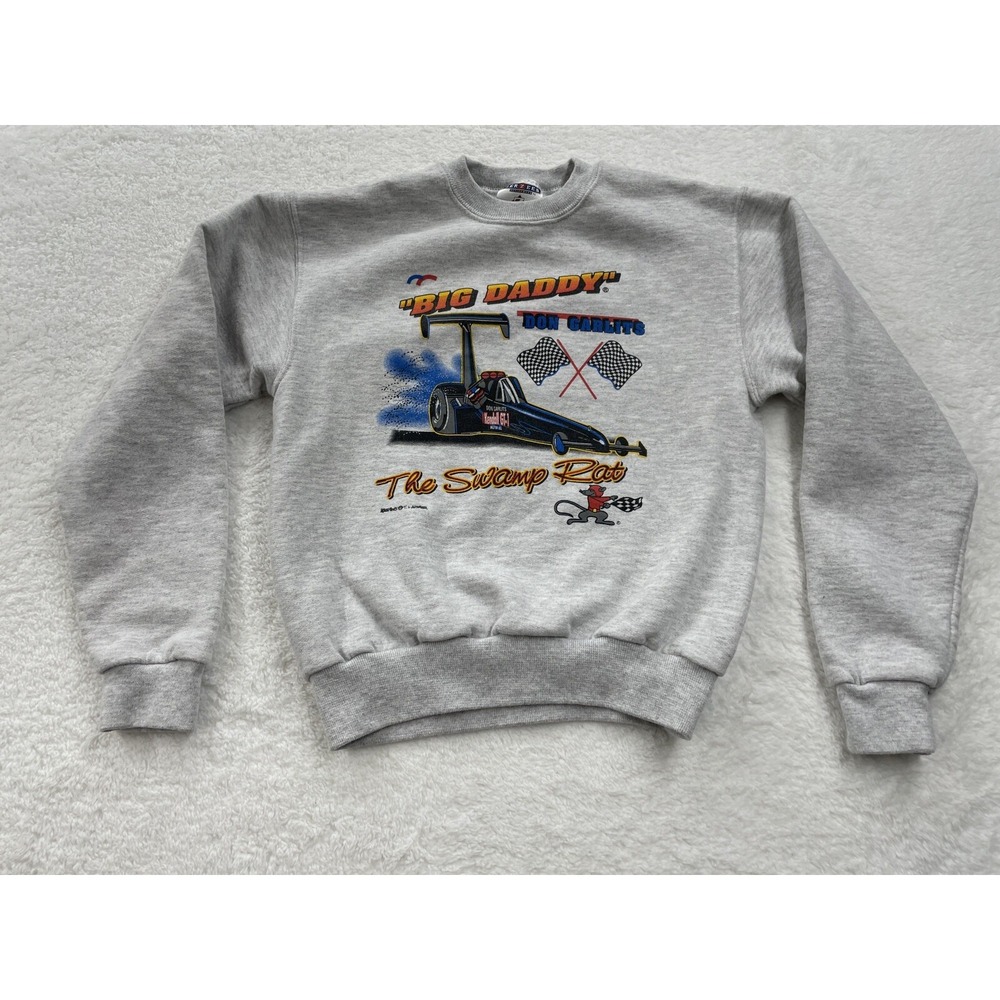 Jerzees Kids Gray Don Garlits Big Daddy Swamp Rat Racing Sweatshirt Size M 10-12